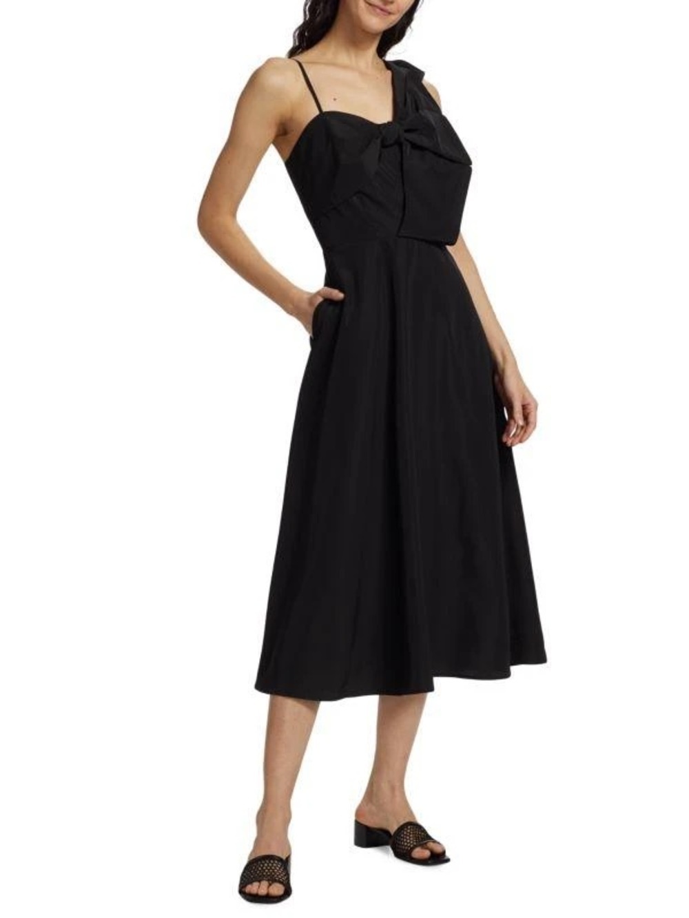 NWT Elie Tahari Emily Bow Midi Dress Black Classy LBD Sz 10